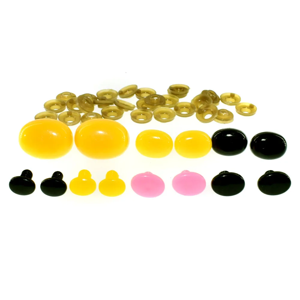 

50pcs Black Yellow Pink Oval Plastic Safety Eyes Dolls Accessories for Amigurumi or crochet Bear doll Animal Puppet Making