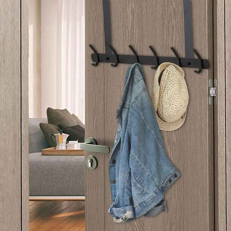 

Towel Rack Stainless Steel Strong 6 Hooks Coat Rack Door Hanging Rack Multifunctional Reusable Towel And Coat Racks For Bathroom