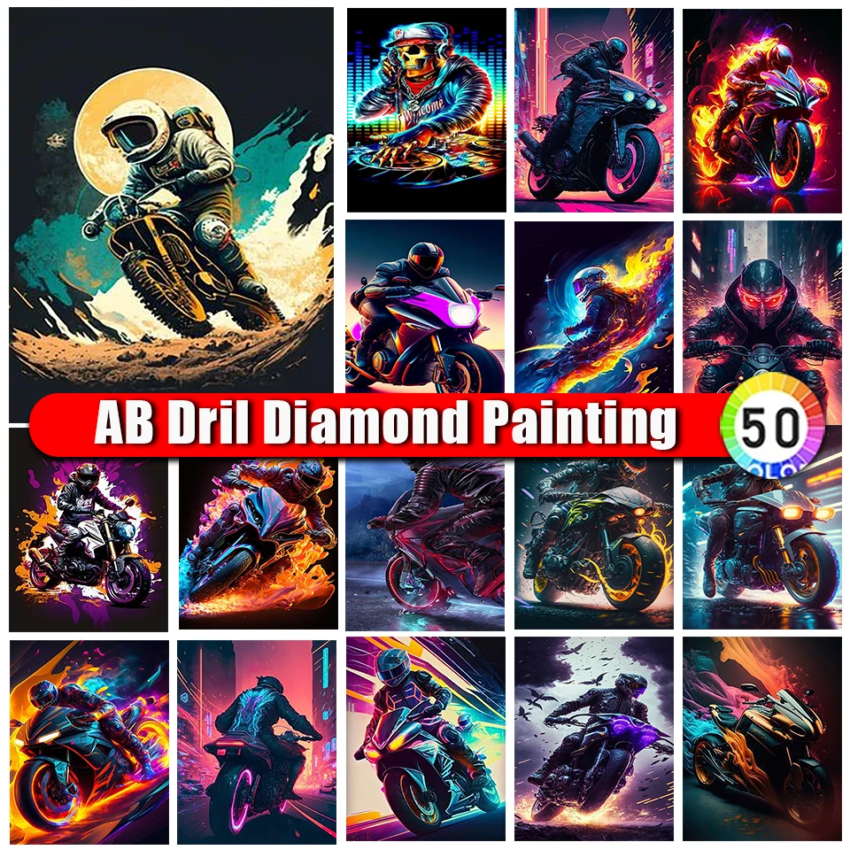 

Сумка на Молнии AB, алмазная живопись, мотоциклетные красочные фотографии, фотография, искусственная вышивка, новинка 2023