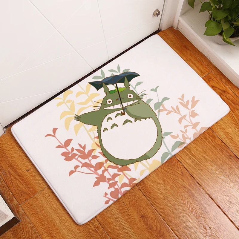 

Cartoon Totoro Floor Entrance Doormat Flannel Plush Anti Slip Living Room Carpet Absorbent Kitchen Rug Home Decor Bath Mat