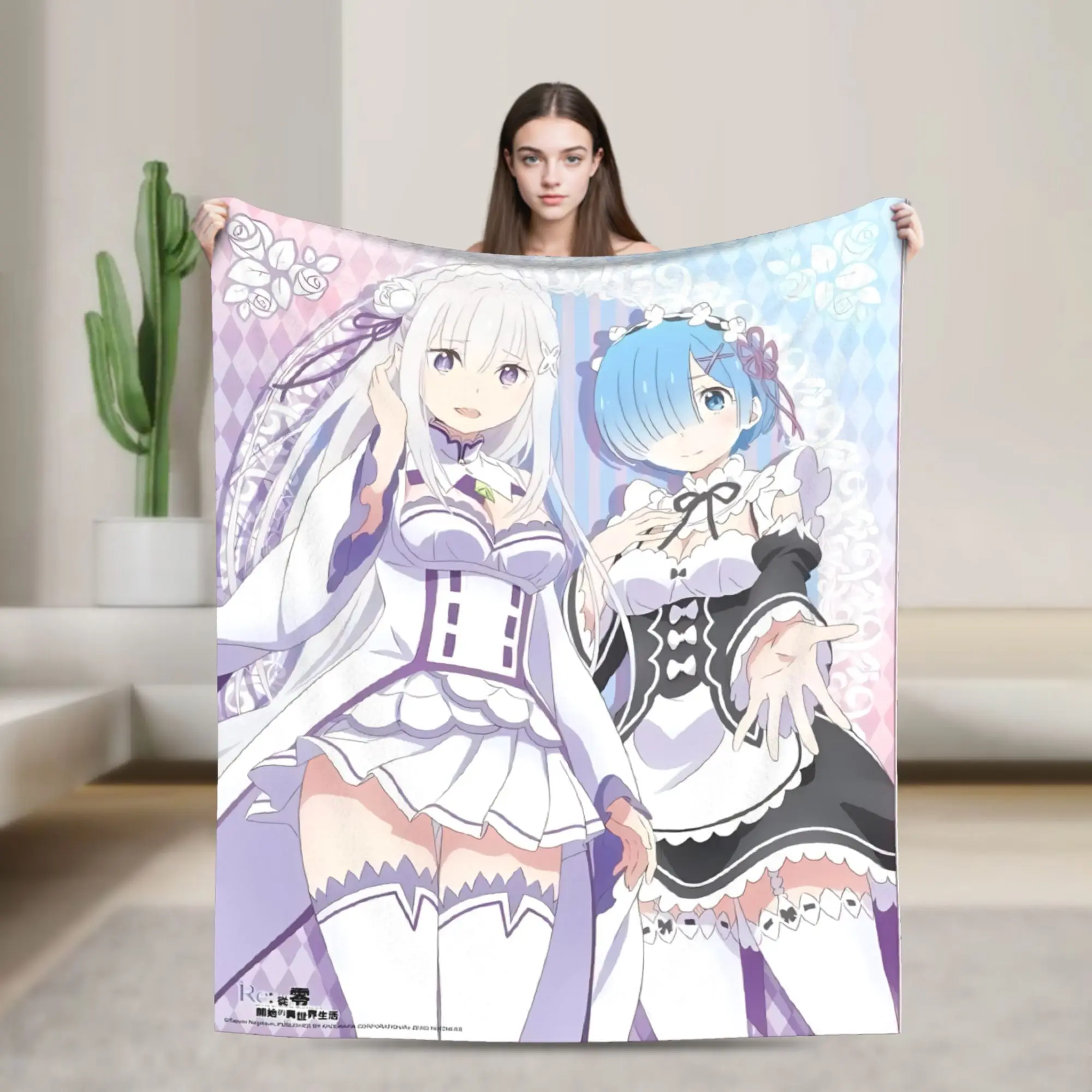Фото Одеяла Emilia Rem Duo ReZero: Качественные, супертеплые пледы для зимы, для девочек и мальчиков, уличный тренд, покрывало. №1