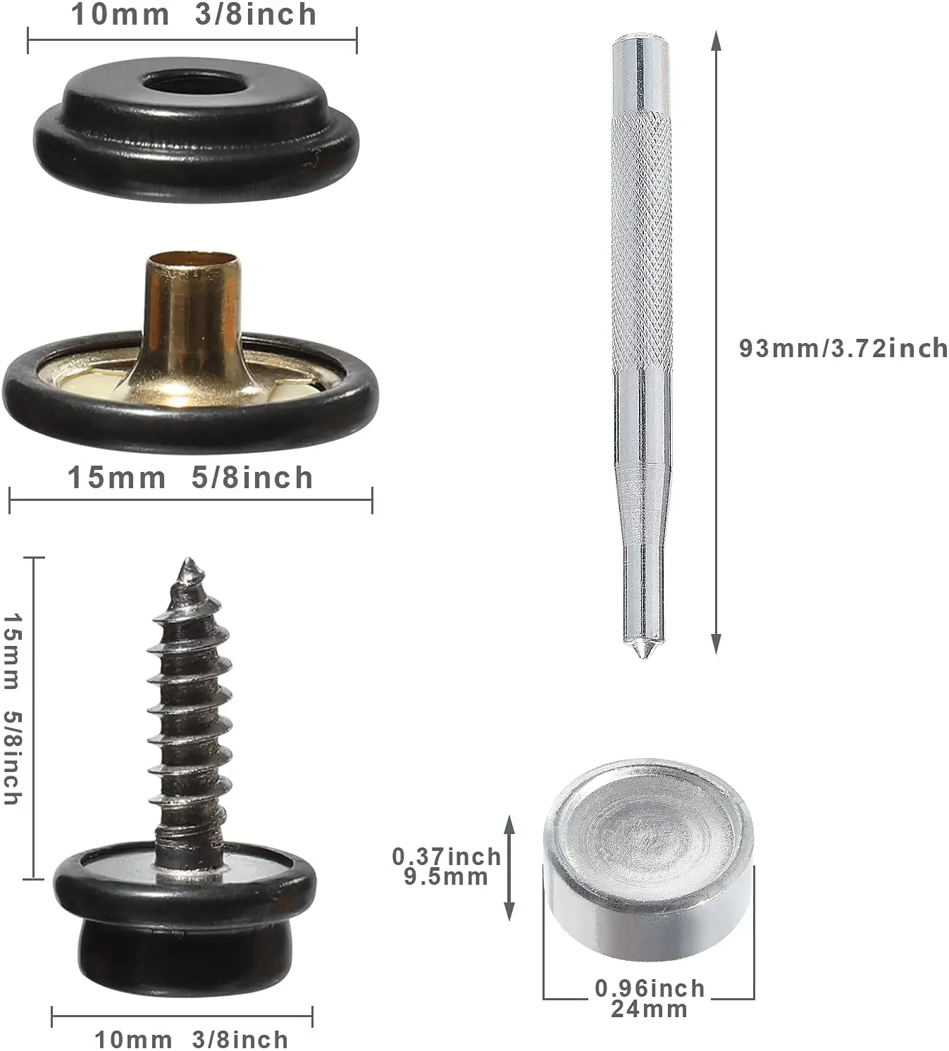150 шт. винтовые защелки набор креплений с инструментом черные кнопки из
