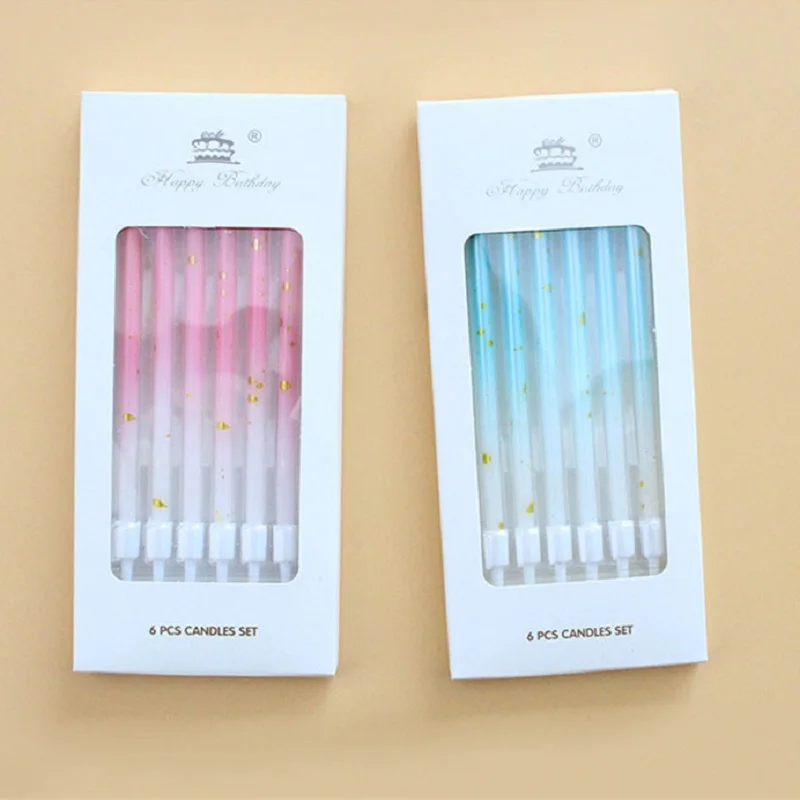 6 шт. длинные разноцветные свечи для дня рождения