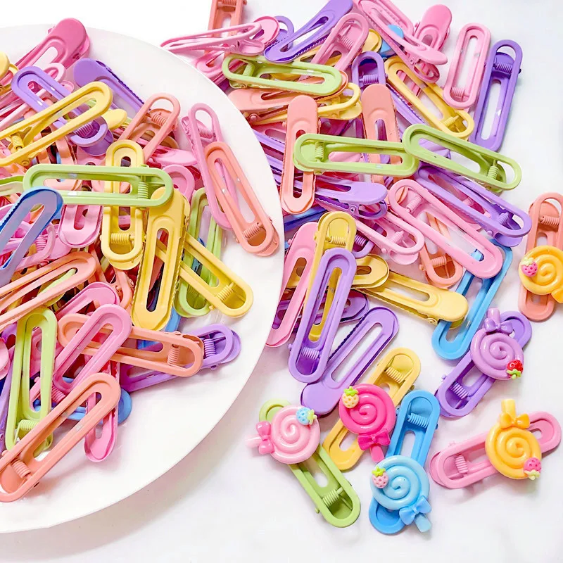 

10pcs 6cm Candy Color Hairclip Girls Ellipse Hairpins Setting Base For DIY Kids Hair Clip Jewelry Making Hair Accessories