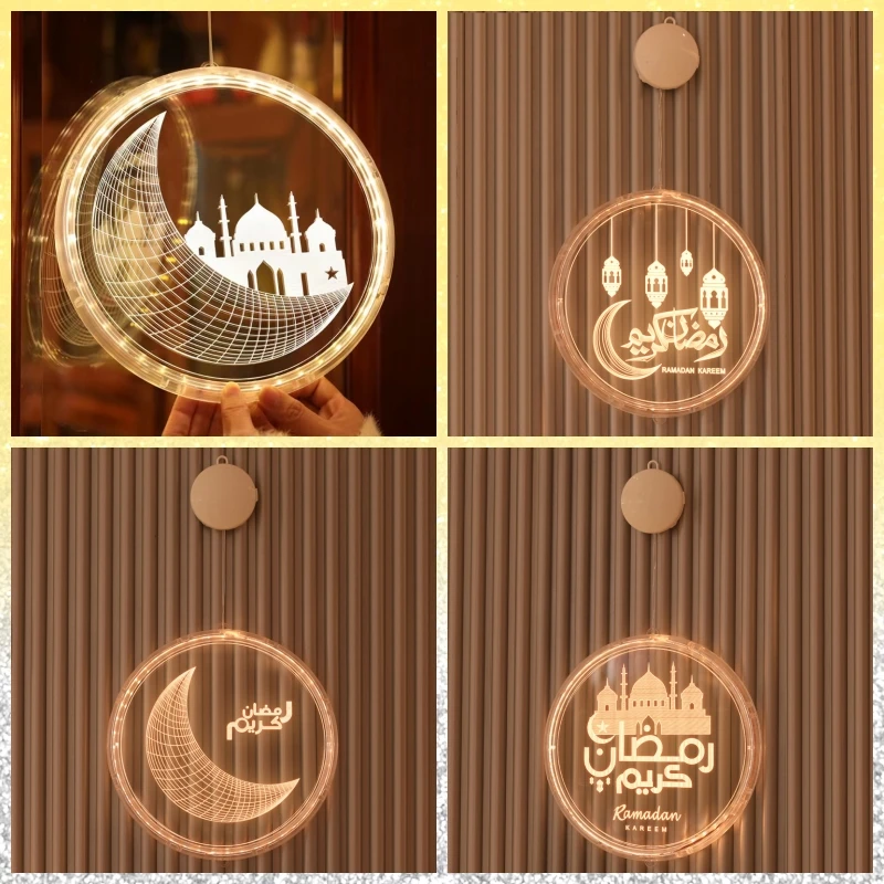 

Eid Mubarak 3D Acrylic LED Night Light Ramadan Decorations for Home Wall Decor Eid Al Adha Islam Muslim Pendant Lamp for Bedroom