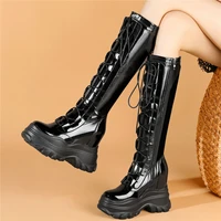 platform pumps shoes women lace up genuine leather wedges high heel knee high boots female winter fashion sneakers casual shoes