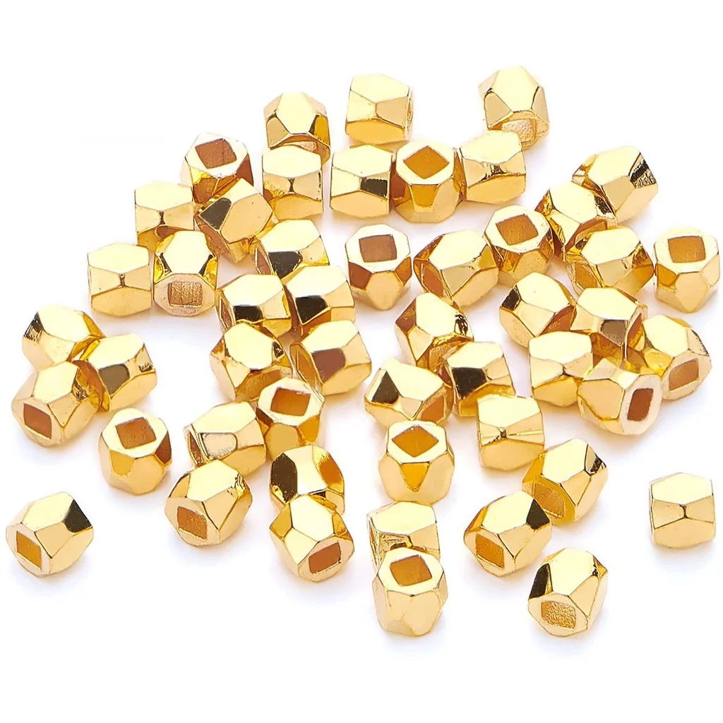

Бусины граненые из настоящего 18-каратного золота, 3x3,5x3,5 мм (отверстие: 1,5 мм) для изготовления браслетов, ожерелий, ювелирных изделий, 50 шт.