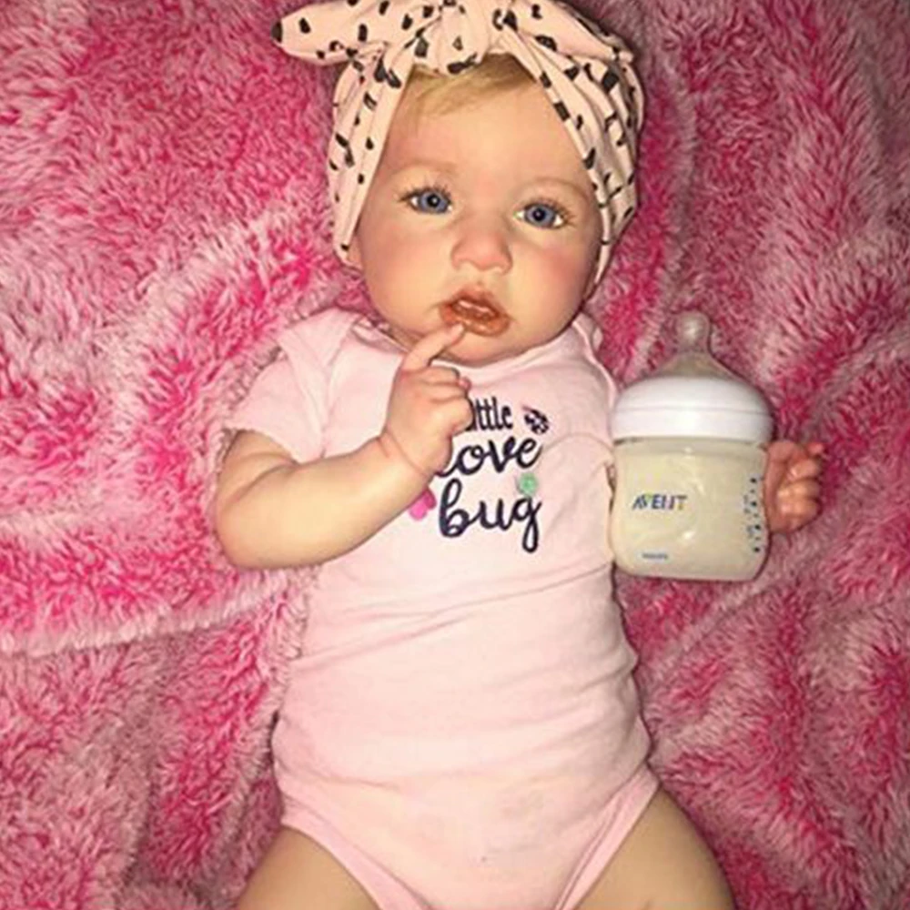 

22 Inch Saskia Reborn Baby Full silicone Doll Newborn Girl Toddler Bonecas Rooted hair Children Gift