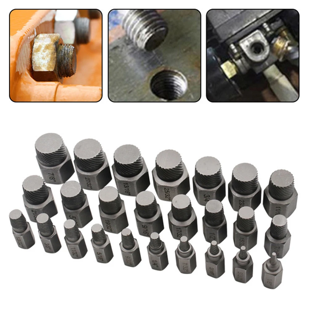 

25pcs Screw Extractor Set Hex Head Multi-Spline Bolt Extractor Set Chrome Molybdenum Alloy Steel Rounded Bolt Remover