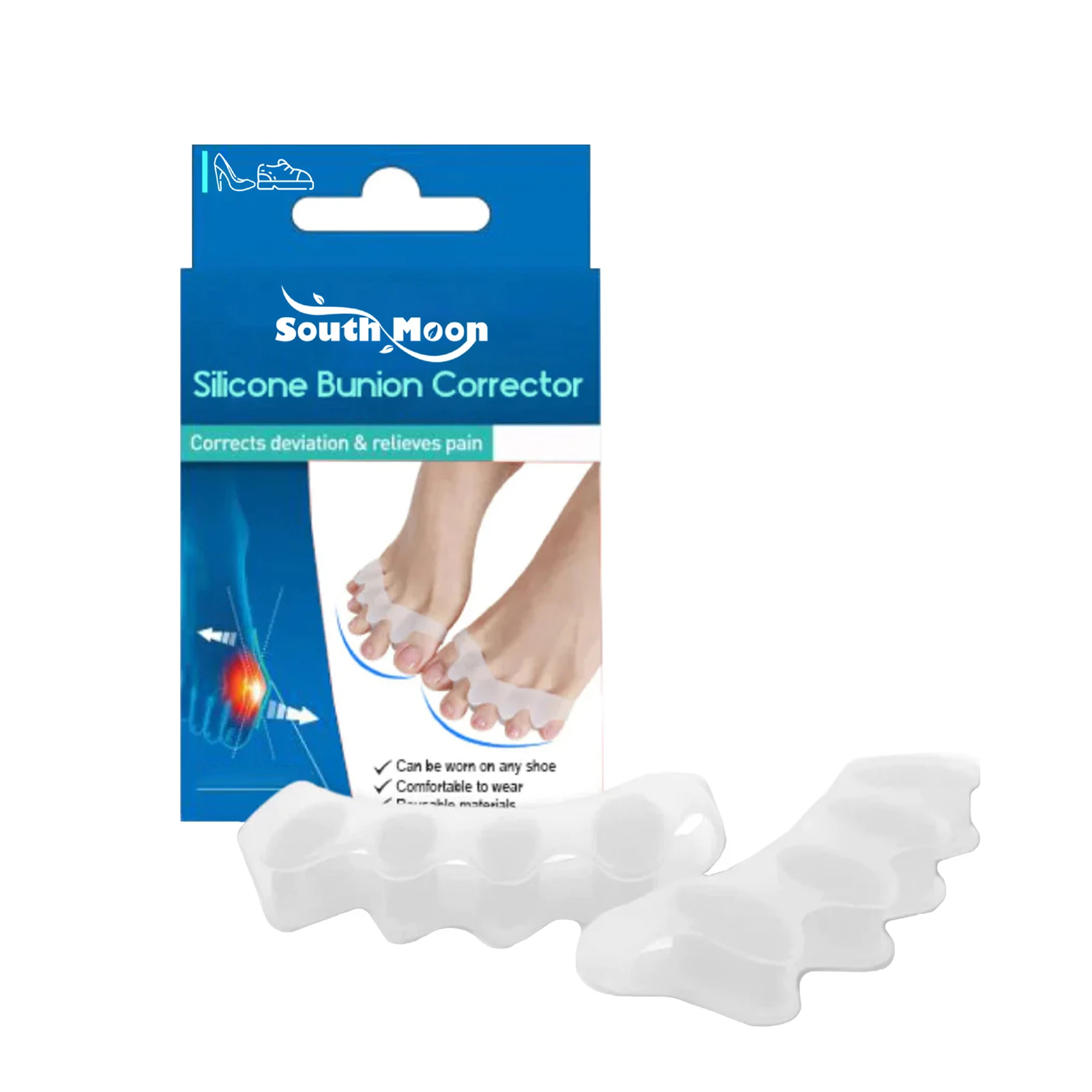 

1 Pair Silicone Bunion Corrector Skin-friendly Toe Support Corrector for Reduce Friction Between Toes
