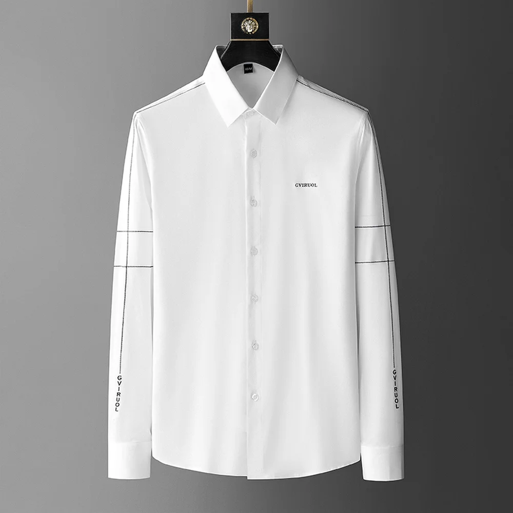 

2022 Spring Solid Color Shirts Men Long Sleeve Casual Shirt Business Formal Dress Shirts Streetwear Social Party Tuxedo Blouse