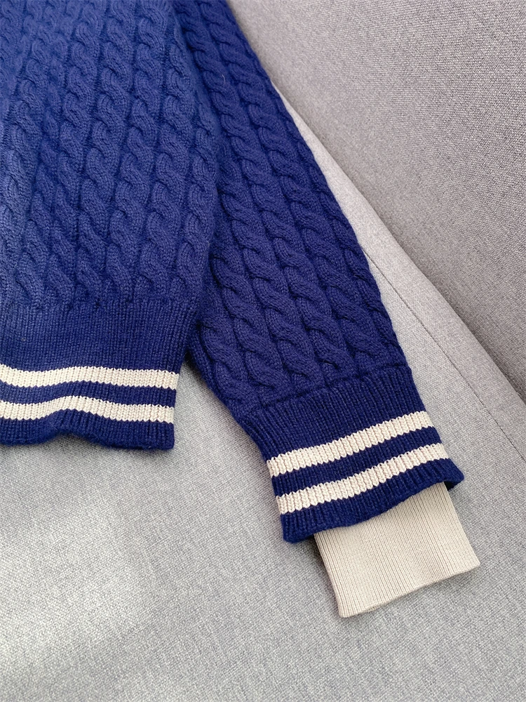 Женский свитер с воротником-поло полосатый край цветная блокировка High Street