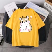 questioning hamster kawaii harajuku print t shirt unisex cute pure cotton round neck 14 color short sleeved casual daily top