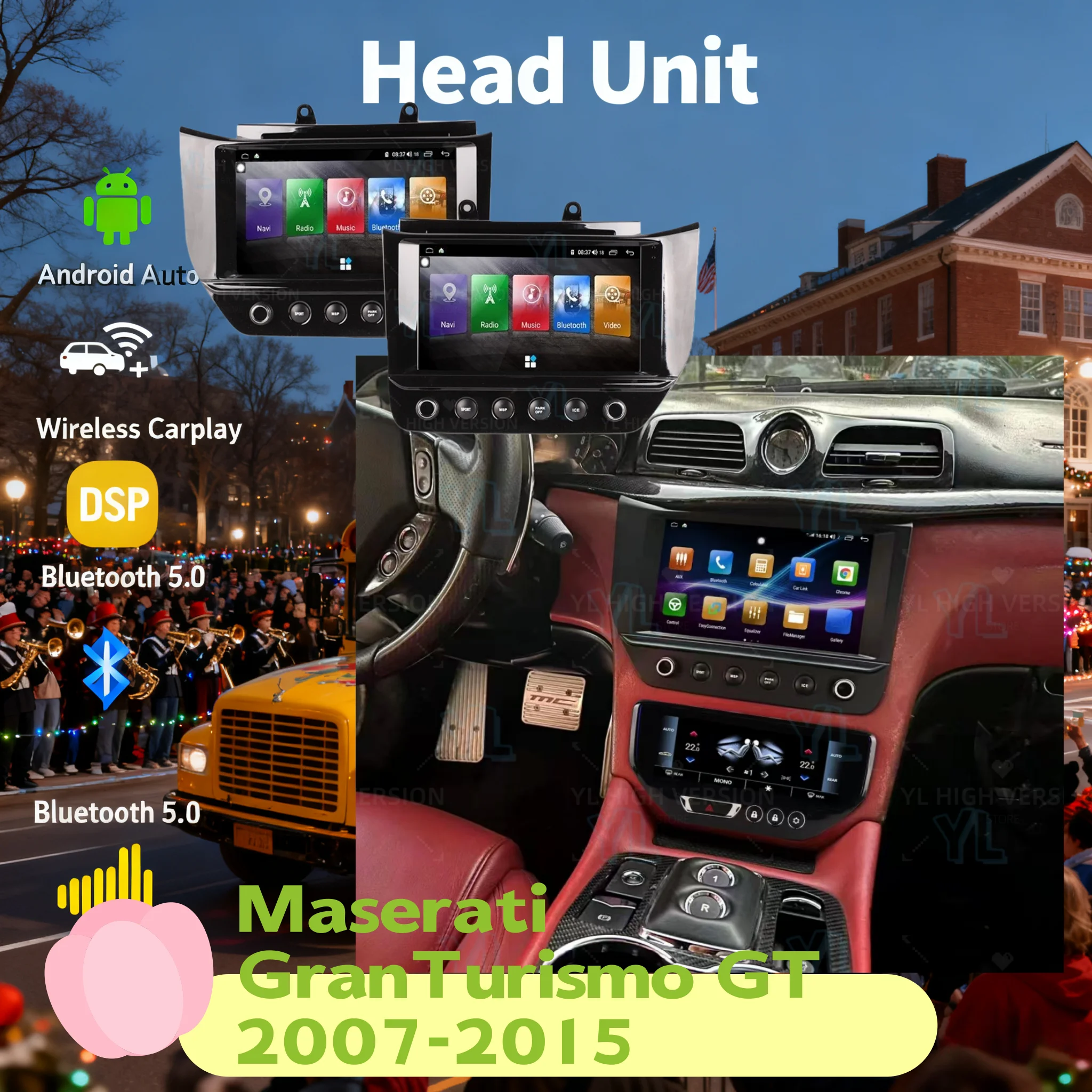 Фото Автомобильный радиоприемник переменного тока Android 13, панель для Maserati Gran Turismo GT GC 2007-2015, стерео мультимедийный плеер, авто Carplay, GPS, DSP, головное устройство №1