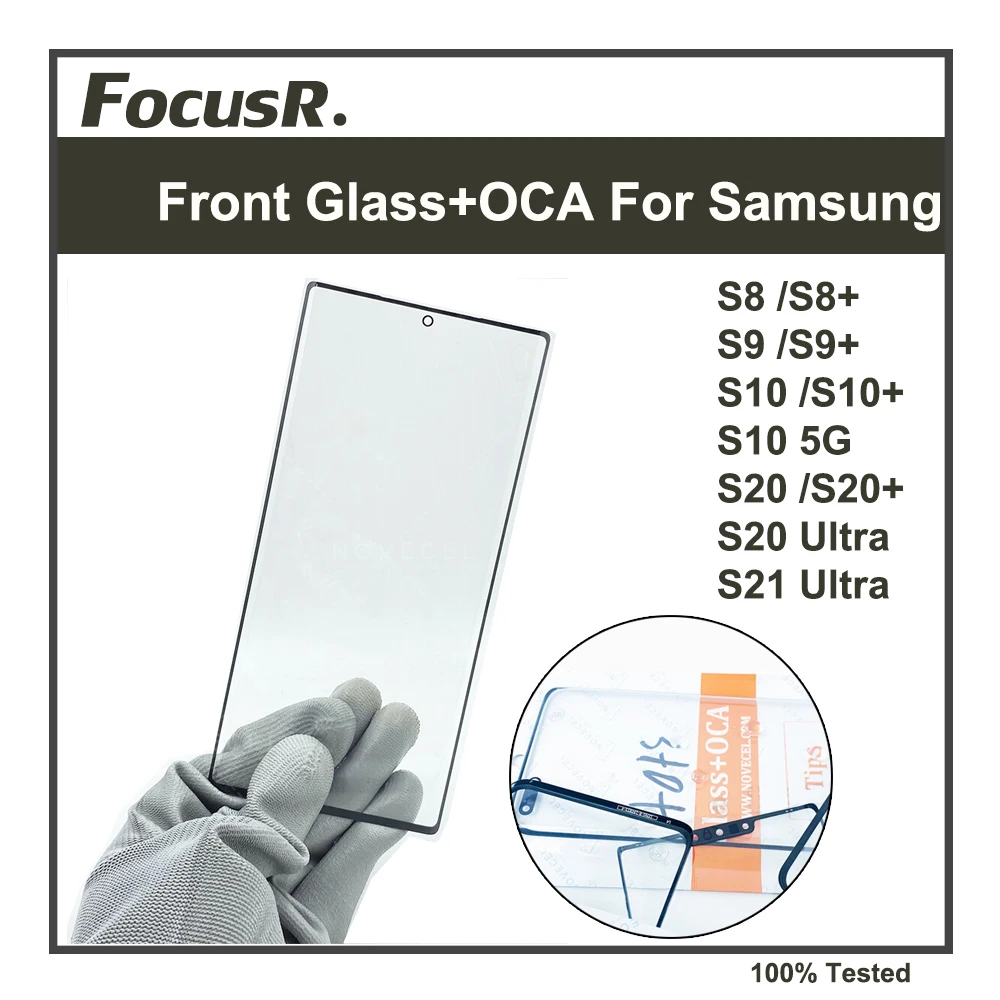 

5 шт. переднее внешнее стекло для экрана с клеем OCA для Samsung Galaxy S8 S9 Plus S10 5G S20 S21 S22 Ultra LCD Сенсорная панель запасные части