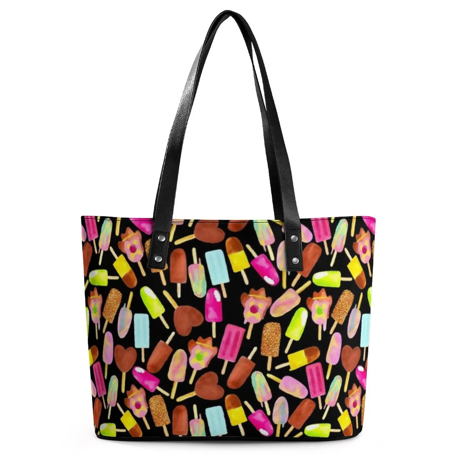 

Aussie Ice Creams Handbags Make Merriness Print Travel Tote Bag Fashion Shoulder Bag Graphic Top-Handle PU Leather Shopping Bags