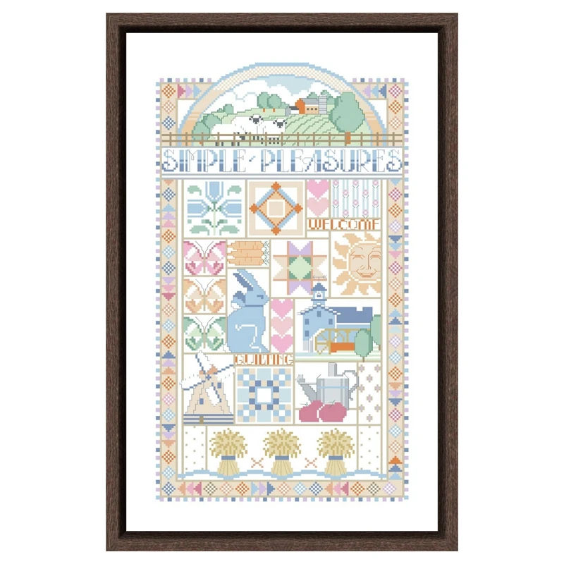 

Simple Pleasures cross stitch package word letters 18ct 14ct 11ct cloth cotton thread embroidery DIY handmade needlework