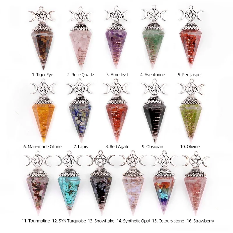 Шестиугольный заостренный камень лунный маятник для гадания лозоход смоляный
