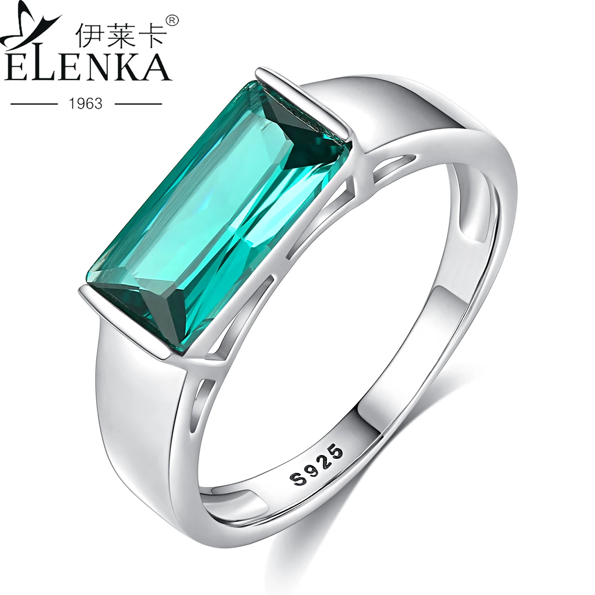 

Luxury Emerald Gemstone Rings for Women Solid 925 Sterling Silver Square Engagement Promise Ring Fine Jewelry Anniversary Gift