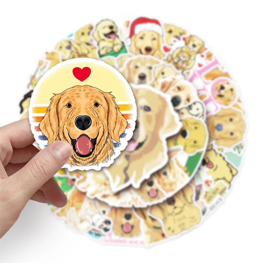 

10/30/50PCS Cute Golden Retriever Cartoon Sticker Children Toys Luggage Laptop iPad Skateboard Notebook Cup Sticker Wholesale