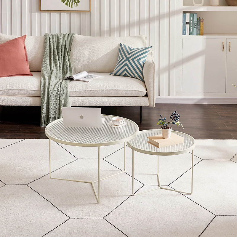 

Modern White Minimalist End Table Entryway Center Round Coffee Tables Acrylic Transparent Table Basse De Salon Home Furniture