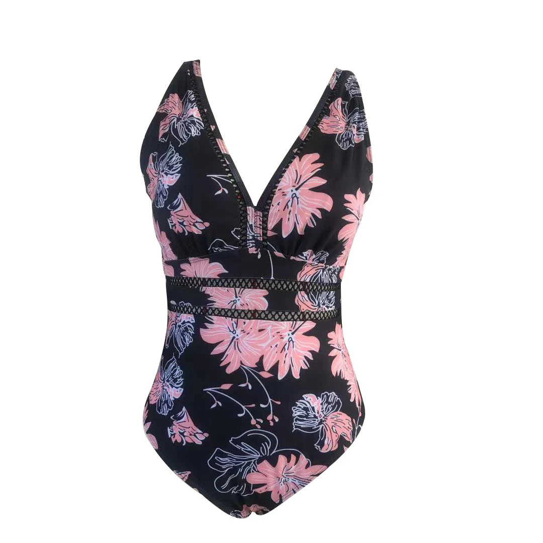 Женский слитный купальник с V-образным вырезом и эффектом пуш-ап |