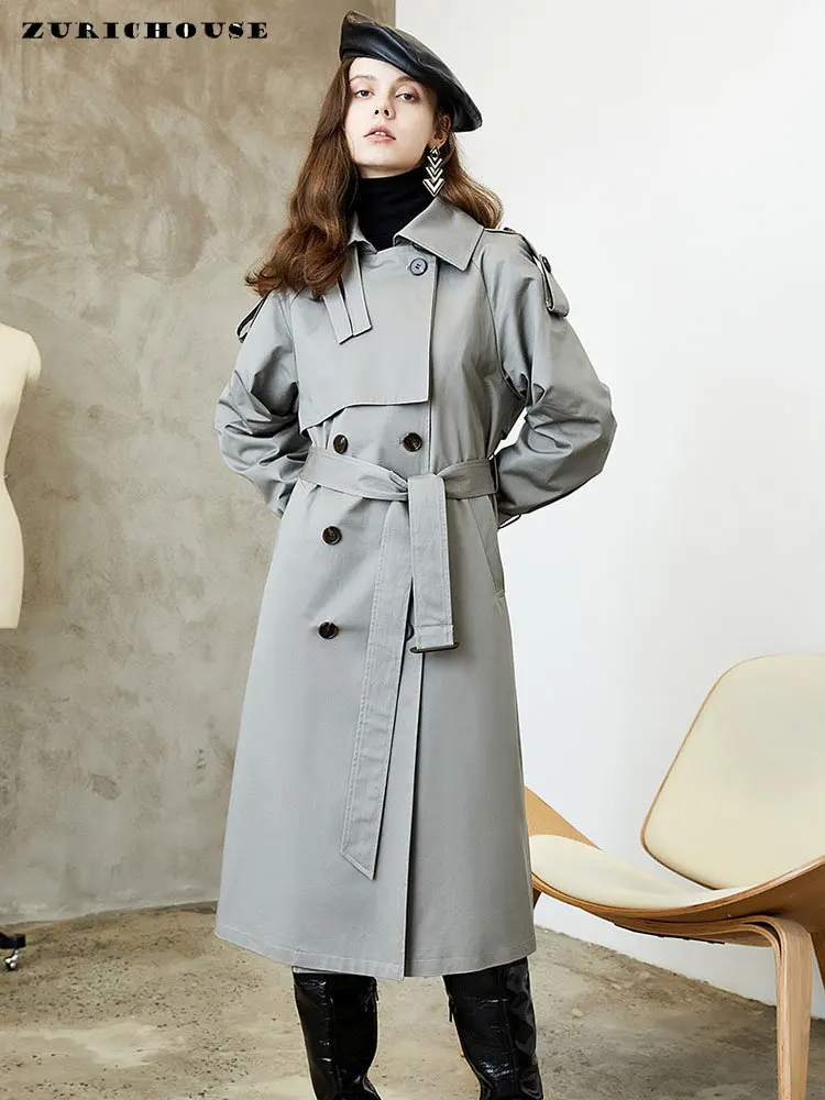 

DFVF element knee-length trench coat female 2021 new popular Korean autumn and winter temperament waist slimming coat