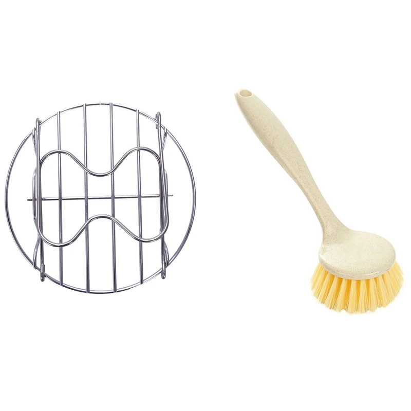 

1 Pcs Steamer Stand with Handles & 1 Pcs Kitchen Cleaning Brushes Long Handle Brush
