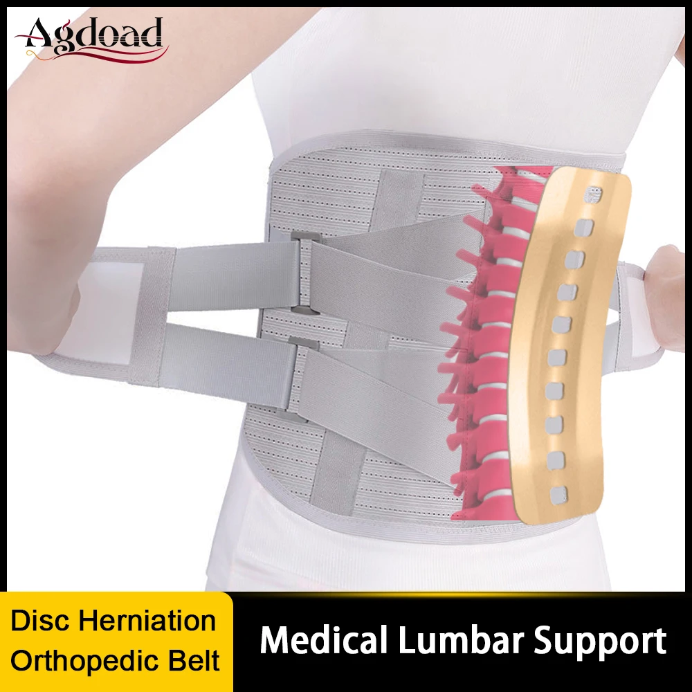 

AGDOAD Поясничный пояс для поддержки спины, пояс для грыжи диска, ортопедический корсет для снятия боли, декомпрессионный бандаж для спины поз...