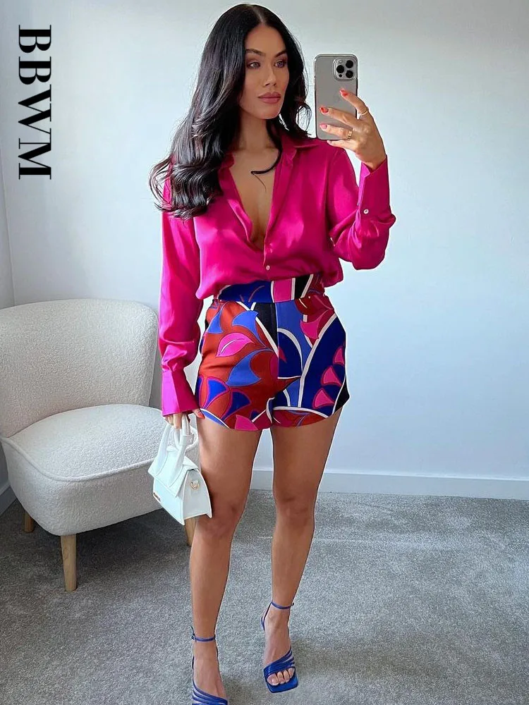 Женская модная однотонная атласная рубашка свободного покроя винтажная