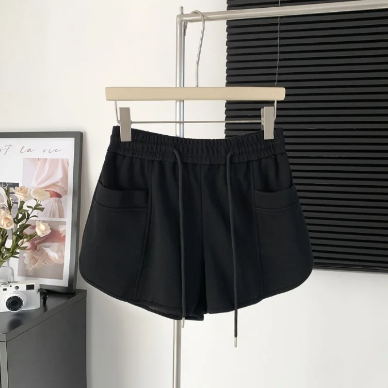 Solid Color Casual Sports Shorts Women Summer New All-matching High-waisted Skinny A-line Wide Leg Beach Biker Shorts Women