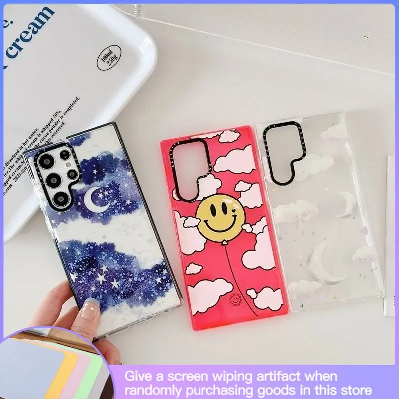 

Luxury Clear Star Moon Cloud Phone Case Suitable for Samsung Galaxy S23 S22 Ultra S21 S20 FE Note 20 10 Plus Anti-fall Soft Case