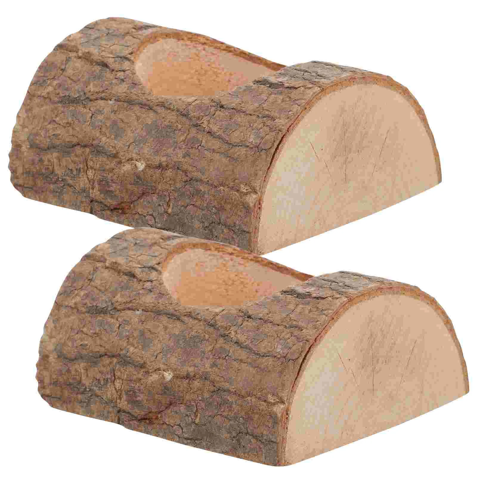 

2 Pcs Sticks Wood Stand Christmas Candlestick Holder Holders Table Centerpieces Wooden Tea Light