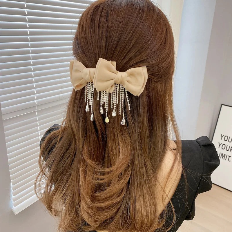 

Новинка 2022, заколки Стразы с кисточками для женщин, весенние заколки для волос, аксессуары для волос с хвостиком