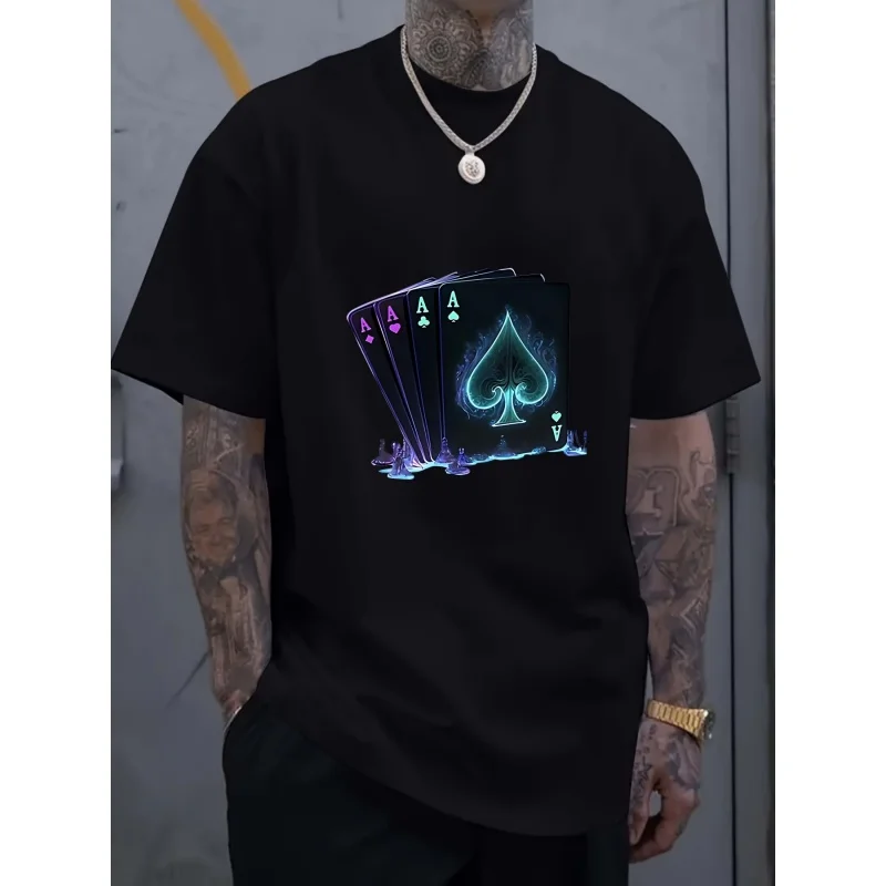 Мужская трикотажная рубашка с коротким рукавом и круглым вырезом