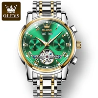 olevs waterproof stainless steel strap men wristwatches multifunctional fashion automatic mechanical watches for men luminous