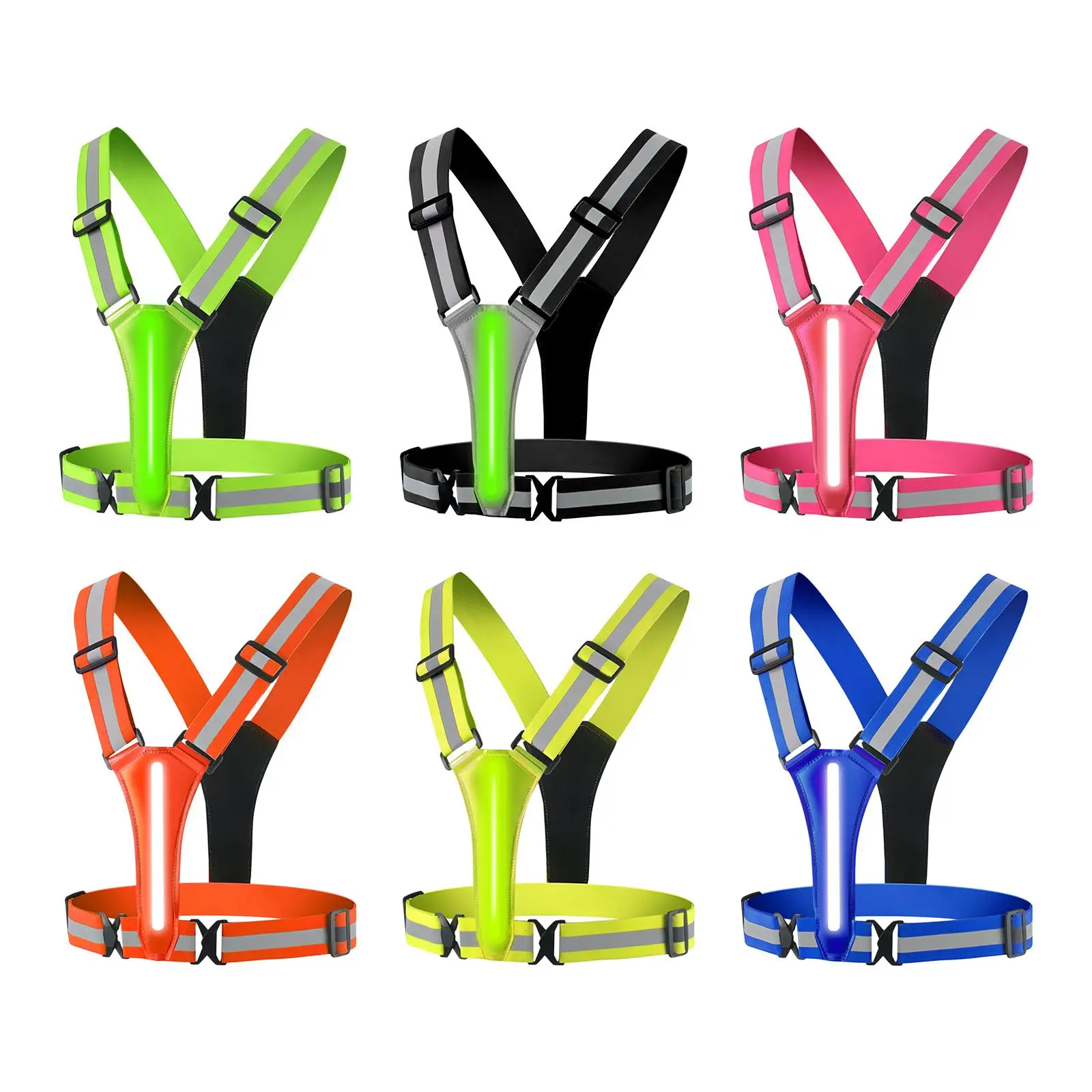 

LED Reflective Vest Rechargeable Adjustable for Night Walking Worker Kids