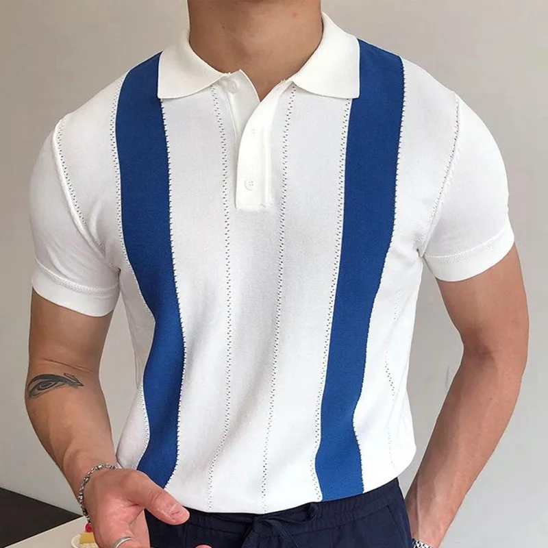 

Summer Men Polo Shirts Short Sleeve Business T Shirts Social Polo T Shirt Blouses Casual Harajuku Shirt Tops Knitted Shirt Tees