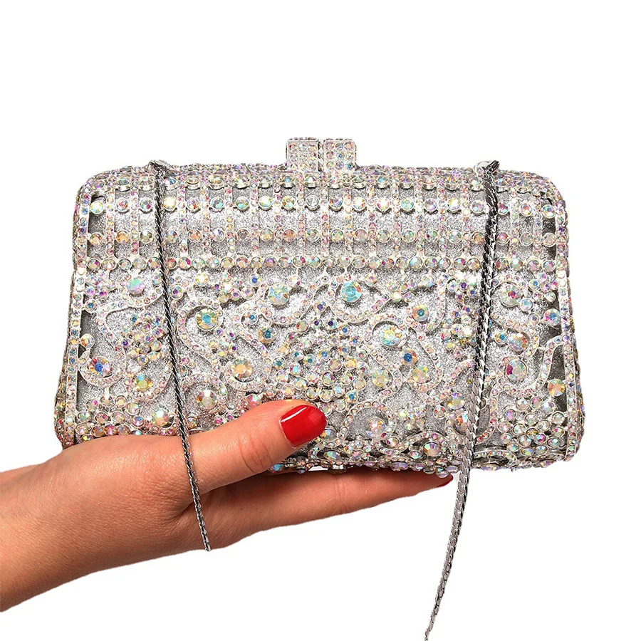 

Металлическая сумка с вырезами Стразы, роскошные сумки ручной работы с кристаллами, Женский Карманный Кошелек для мобильного телефона, Женский кошелек для телефона