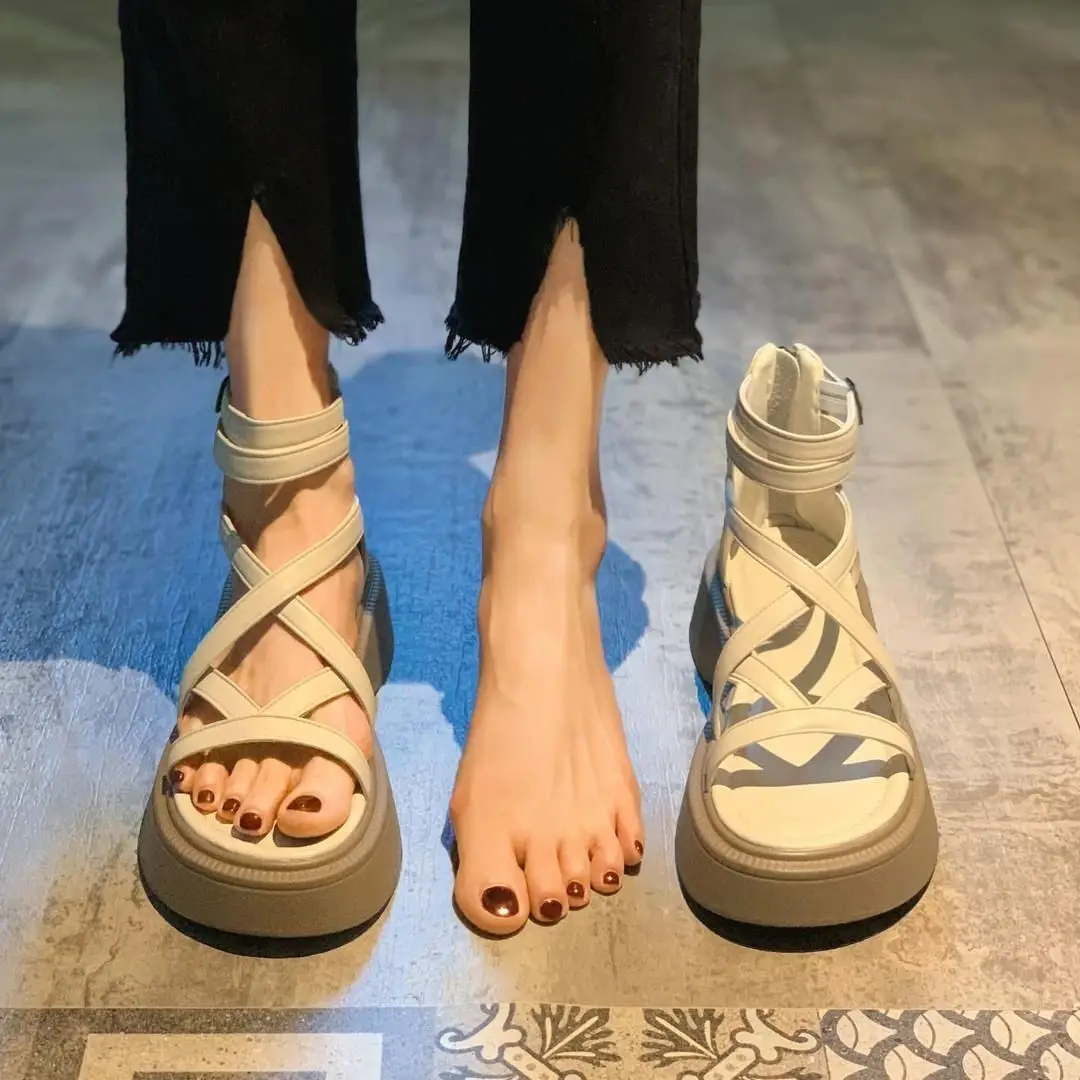2023 Summer New Versatile Roman Sandals, Matsuke Thick Sole Beach Shoes, Comfortable Women's Sandals for External Wear