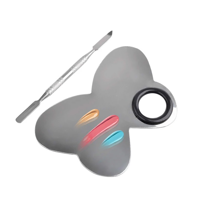 

1 Набор, палитра из нержавеющей стали для дизайна ногтей в виде бабочки, искусственная полированная пластина, шпатель, инструменты для макия...