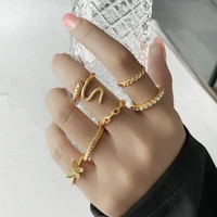 vintage snake shape rings for women men gothic gold color animal exaggerated metal alloy finger ring sets jewelry
