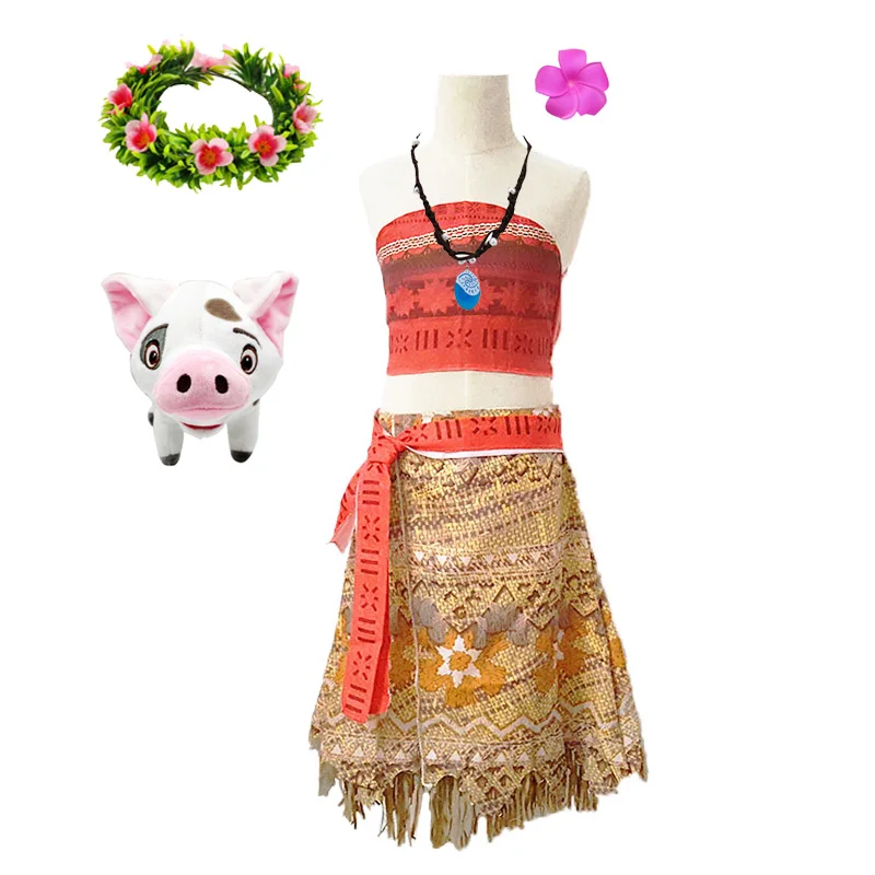 Платья Disney Моана детская одежда для девочек ожерелье Детский костюм принцессы