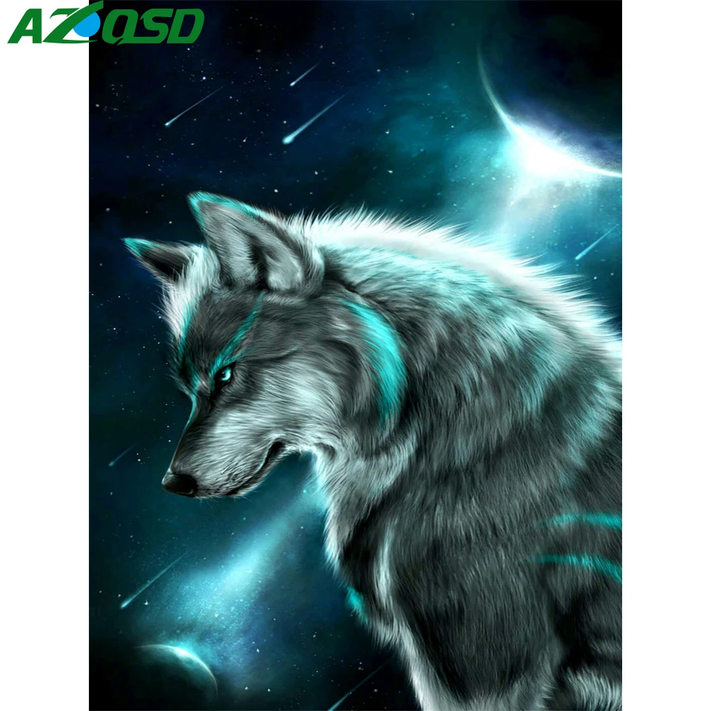 

AZQSD алмазная мозаика волк распродажа вышивка крестом алмазная вышивка животное картина из страз живопись луна новое поступление подарок ру...