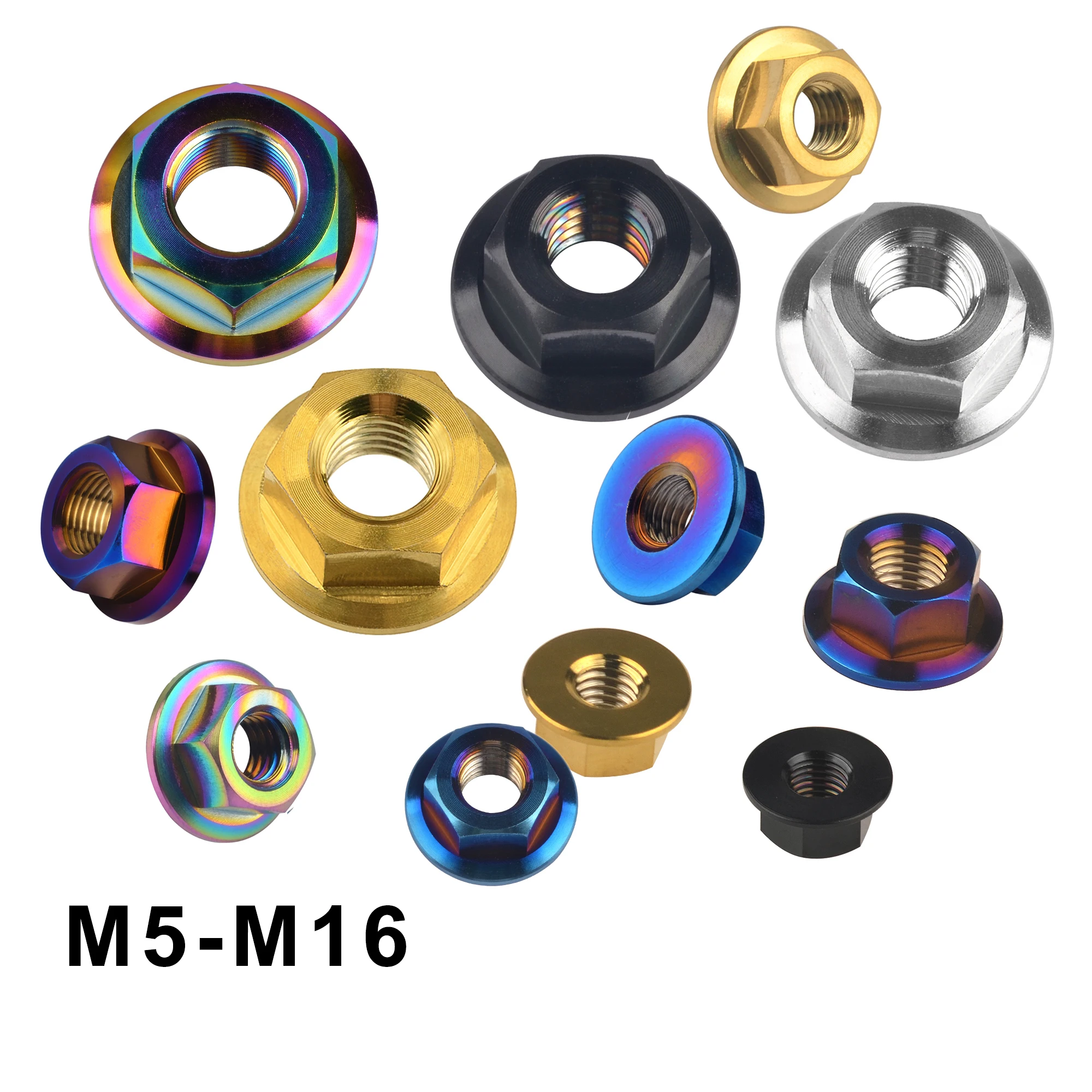 Weiqijie Titanium Nut M5 M6 M8 M10 M12 M14 M16  Flange Nut Accessories for Bicycle Motorcycle Car