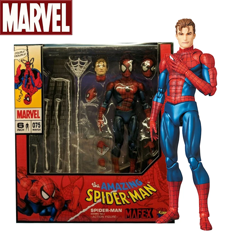 Marvel Mafex 075 Spiderman Action Figure 16ซม.คุณภาพสูง Spider Man หลายอุปกรณ์เสริมตุ๊กตาตุ๊กตาของเล่นของขวัญ