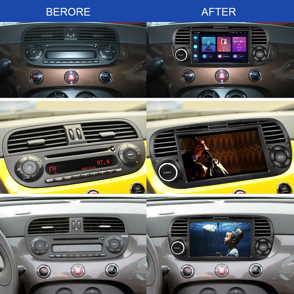 Автомагнитола Podofo 7 дюймов для FIAT 500 2010-2015 радио Android Авто Стерео DPS WIFI CarPlay