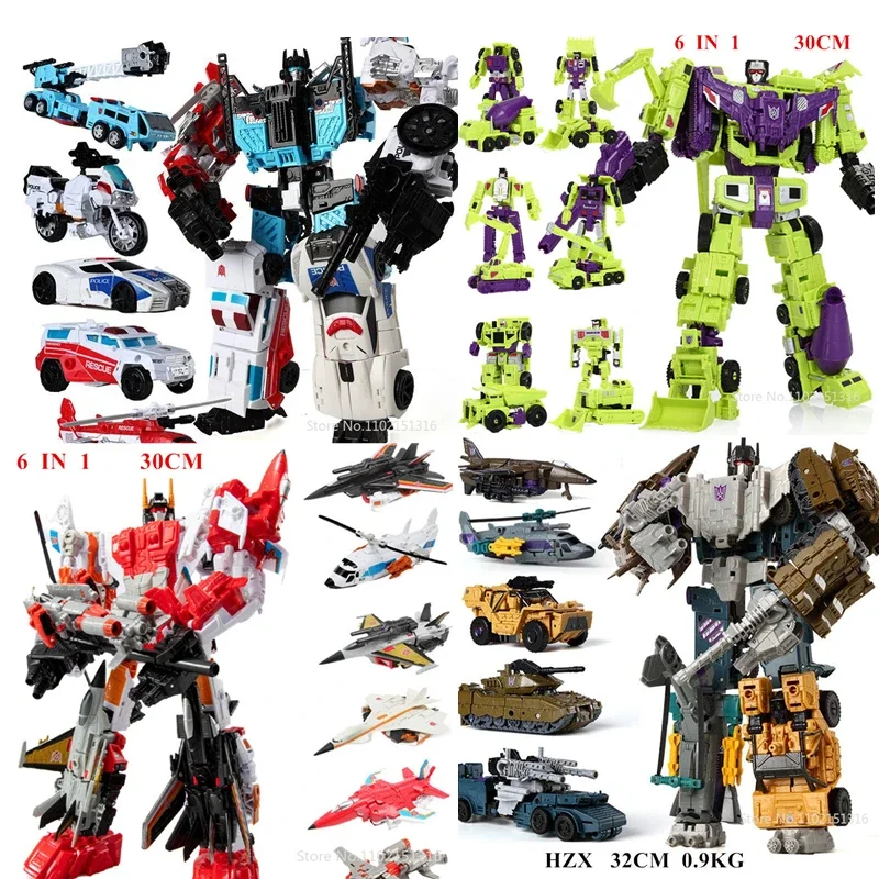 6in1 HZX робот-трансформер игрушки Defensor Bruticus Superion Devastator IDW 5 в 1 6 фигурка