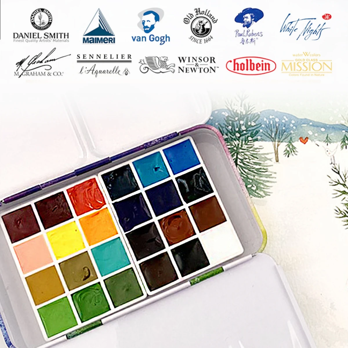 1mL 24 Colors Watercolor Paint Subpackage Portable Mini Set Pigment For White Nights Sennelier Cotman Mission Golden