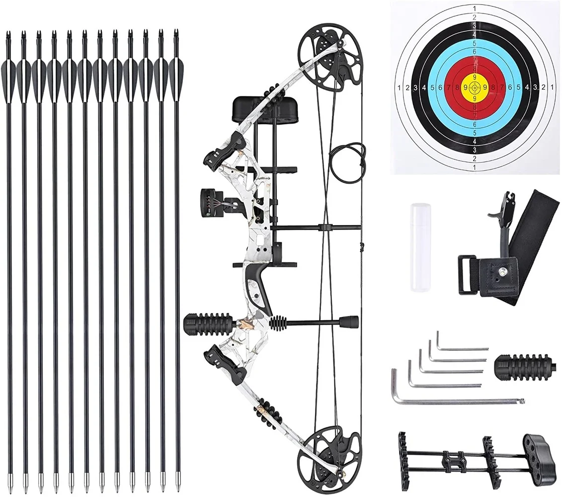 

Archery Compound Bow Set 31" Carbon Arrow 20-70lbs Adjustable Pulley Bow 340FPS Arrow Speed For Outdoor Hunting Shooting